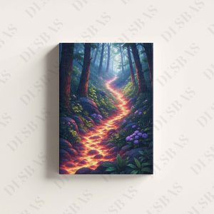 “Sehrli Meşə Yolu” – A4 ölçüdə, kətan parça üzərində çap olunan sənət əsəri. Framonia kolleksiyasından olan bu əsərlə interyerinizə unikal ab-hava qatın və onun dəyərini göstərin.