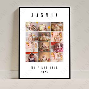 Körpənizin ilk 12 ayını bir araya gətirən A4/A5 çərçivəli xatirə posteridir. Memorita imzası ilə hazırlanmış ən dəyərli ailə yadigarı.