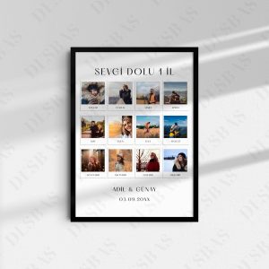 “Sevgi dolu 1 il” – 12 foto ilə fərdiləşdirilən, A4/A5 ölçülü çərçivəli poster. Sevdiyinizlə keçirdiyiniz bir ili ölümsüzləşdirən unikal Memorita dizaynı.