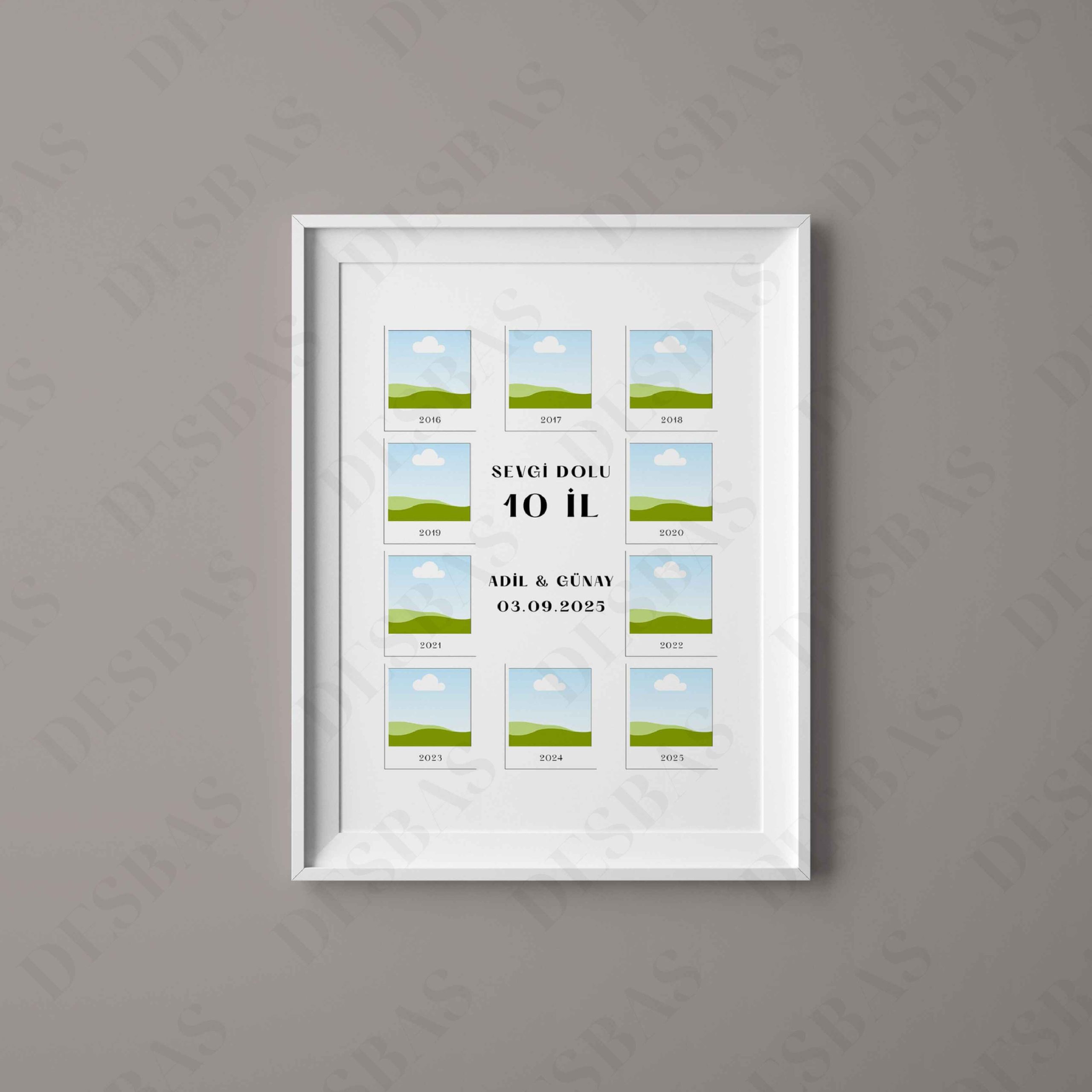 Sevgi dolu 10 il (A4/A5 Çərçivəli Poster, Memorita) - Görsel 3