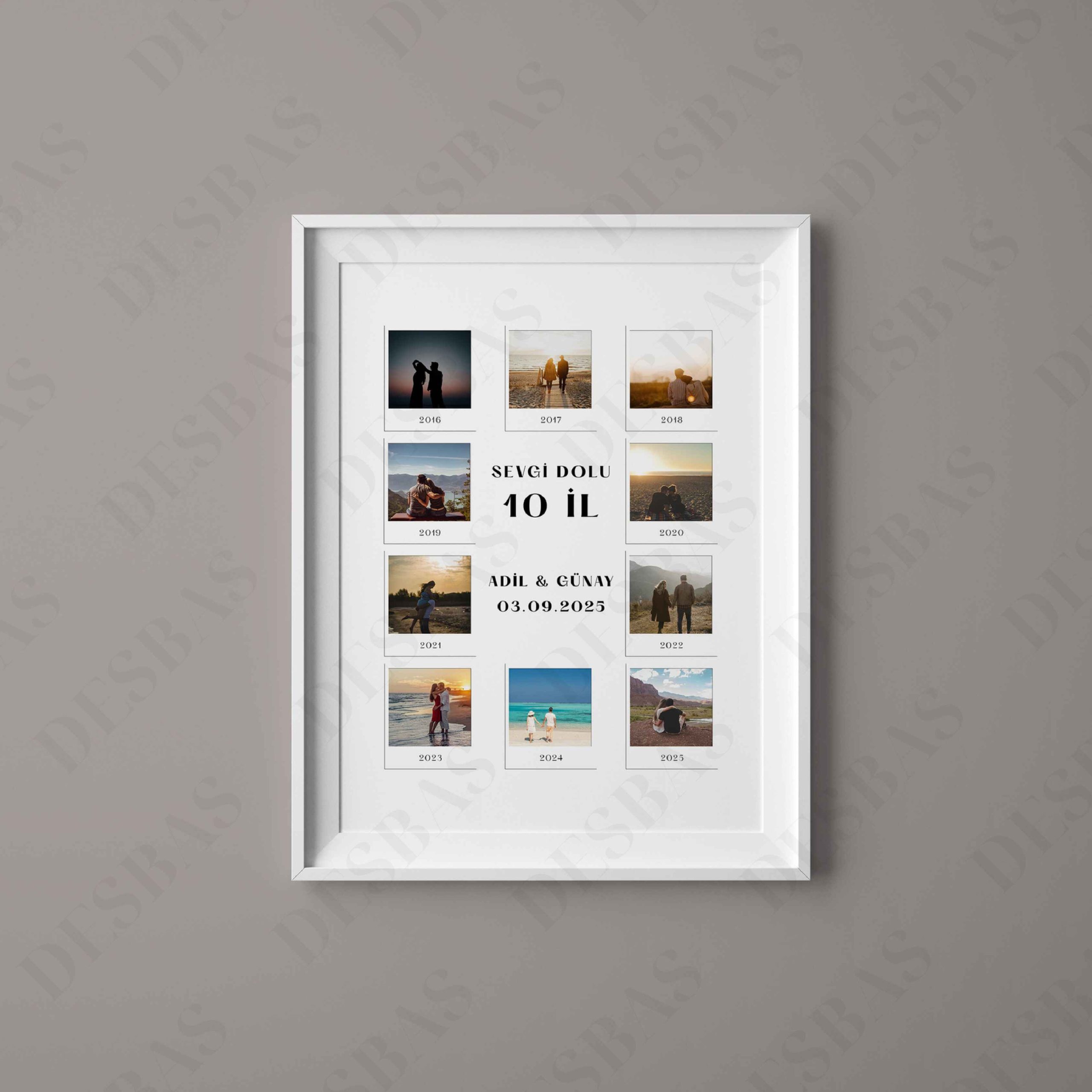 “Sevgi dolu 10 il” – 10 ilin fotolarını bir araya gətirən fərdiləşdirilmiş A4/A5 çərçivəli poster. Memorita dizaynı ilə yubiley və ildönümləri üçün ən dəyərli hədiyyə.